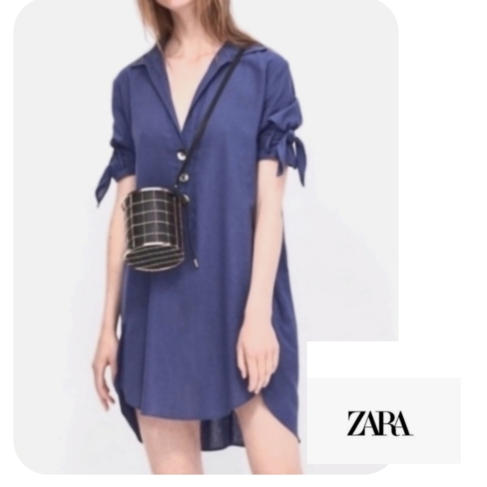 ZARA BASIC LINEN BLEND DRESS